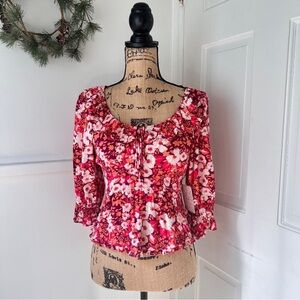 Free People Sweet Memories Fruit Punch Combo Ruffle Blouse NWT